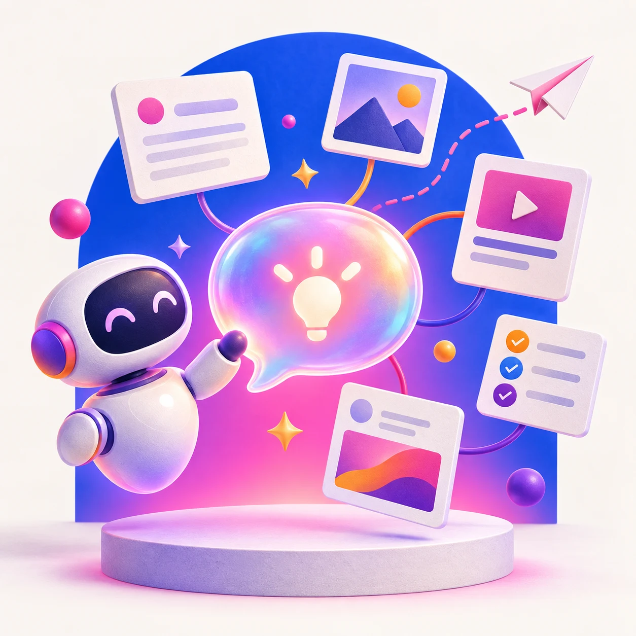 A connected content production workflow expanding one idea into a campaign